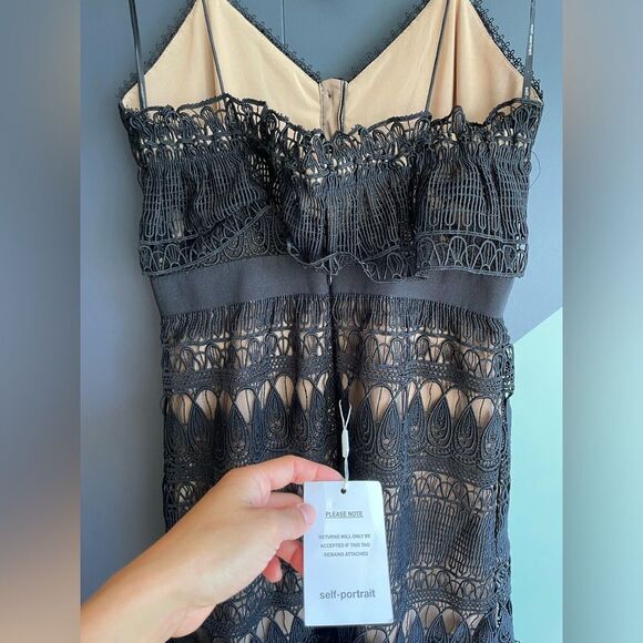 NWT Self Portrait Black Teardrop Guipure Lace Maxi Dress Sz 6 (Runs small!) - Picture 5 of 16